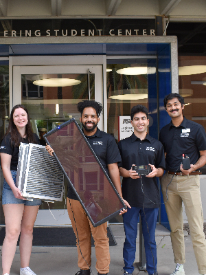 ASU students displaying the materials for their air filtration system for communities in Mongolia.