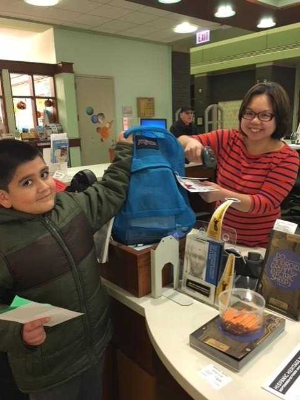 A budding Engineer checking out a science Kit.